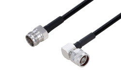 PE3C6352 - Fire Rated 4.3-10 Female to N Male Right Angle Low PIM Cable Using SPF-250 Coax Using Times Microwave Parts