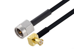 PE3C6411 - MCX Plug Right Angle to SMA Male Cable Using PE-SR405FLJ Coax