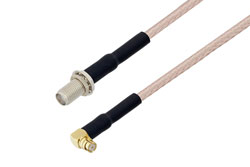 PE3C6440 - SMA Female Bulkhead to Push-On SMP Female Right Angle Cable Using RG316 Coax
