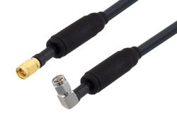 PE3C6658LF/WP - Waterproof IP68 SMA Male (Plug) Right Angle to SMA Male (Plug) Low Loss Cable Using LMR-240 Coax, LF Solder