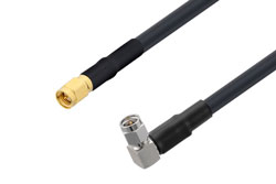 PE3C6658LF - SMA Male Right Angle to SMA Male Low Loss Cable Using LMR-240 Coax, LF Solder