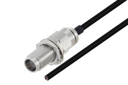 PE3C6661 - 2.4mm Female Bulkhead to Straight Cut Lead Cable Using PE-SR405FLJ Coax
