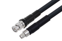 PE3C6715/HS - SMA Male to BNC Male Low Loss Cable Using LMR-400-UF Coax With Times Microwave Components with HeatShrink