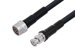 PE3C6732 - BNC Male to N Male Low Loss Cable Using LMR-400-DB Coax With Times Microwave Components