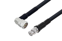 PE3C6743 - BNC Male to N Male Right Angle Cable Using LMR-400 Coax