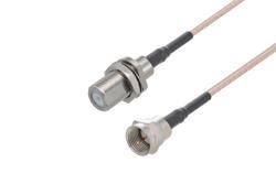 PE3C6761/HS - 75 Ohm F Female Bulkhead to 75 Ohm F Male Cable Using 75 Ohm RG179 Coax with HeatShrink