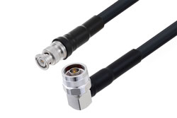 PE3C6858 - BNC Male to N Male Right Angle Low Loss Cable Using LMR-400 Coax With Times Microwave Components