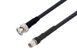 PE3C6887 - Fire Rated BNC Male to SMA Male Low Loss Cable Using LMR-200-FR Coax With Times Microwave Components