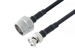 PE3C6890 - Fire Rated BNC Male to N Male Low Loss Cable Using LMR-200-FR Coax With Times Microwave Components