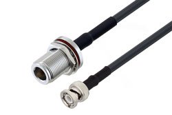 PE3C7508/HS - BNC Male to N Female Bulkhead Cable Using RG58 Coax with HeatShrink