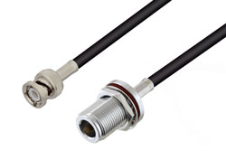 PE3C7508 - BNC Male to N Female Bulkhead Cable Using RG58 Coax
