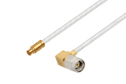 PE3C7629 - Mini SMP Female to SMA Male Right Angle Cable Using PE-SR405FL Coax
