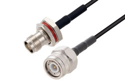 PE3C7630 - TNC Male to TNC Female Bulkhead Low Loss Cable Using LMR-100 Coax