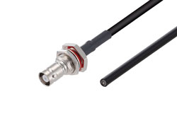PE3C7674/HS - MHV Female Bulkhead to Straight Cut Lead Cable Using RG58 Coax with HeatShrink