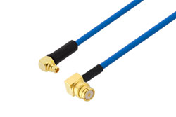 PE3C7809 - MMCX Plug Right Angle to SMP Female Right Angle Cable Using PE-P047 Coax
