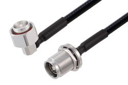 PE3C7833 - 4.3-10 Male Right Angle to 4.3-10 Female Bulkhead Low PIM Cable Using 1/4 inch Superflexible Coax