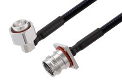 PE3C7834 - 4.3-10 Male Right Angle to 4.3-10 Female 4 Hole Flange Low PIM Cable Using 1/4 inch Superflexible Coax