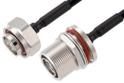 PE3C7838 - 7/16 DIN Male to 7/16 DIN Female Bulkhead Low PIM Cable Using 1/4 inch Superflexible Coax