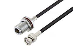 PE3C7935 - BNC Male to N Female Bulkhead Low Loss Cable Using LMR-195 Coax