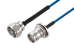 PE3C7955 - 4.3-10 Male to 4.3-10 Female Bulkhead Low PIM Cable Using TFT-402 Coax Using Times Microwave Components