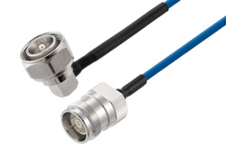 PE3C7957 - 4.3-10 Male Right Angle to 4.3-10 Female Low PIM Cable Using TFT-402 Coax Using Times Microwave Components