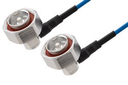PE3C7963 - 7/16 DIN Male Right Angle to 7/16 DIN Male Right Angle Low PIM Cable Using TFT-402 Coax Using Times Microwave Components