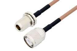 PE3C8020/HS - HN Male to N Female Bulkhead Cable Using RG400 Coax with HeatShrink