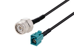 PE3C8038 - Water Blue FAKRA Jack to TNC Male Low Loss Cable Using LMR-100 Coax