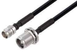 PE3C8058 - 2.2-5 Female to 4.3-10 Female Bulkhead Low PIM Cable Using 1/4 inch Superflexible Coax