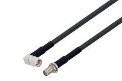 PE3C8077/HS - SMA Male Right Angle to Reverse Polarity SMA Jack Bulkhead Low Loss Cable Using LMR-195 Coax with HeatShrink