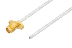 PE3C8142 - SMA Female 2 Hole Flange to Straight Cut Lead Test Probe Cable Using PE-SR405FL Coax