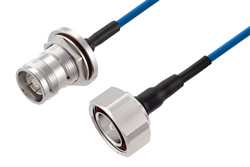 PE3C8243 - 4.3-10 Female Bulkhead to 7/16 DIN Male Low PIM Cable Using TFT-402 Coax Using Times Microwave Components