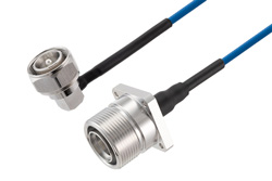 PE3C8250 - 4.3-10 Male Right Angle to 7/16 DIN Female 4 Hole Flange Low PIM Cable Using TFT-402 Coax Using Times Microwave Components