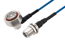 PE3C8272 - 7/16 DIN Male Right Angle to N Female Bulkhead Low PIM Cable Using TFT-402 Coax Using Times Microwave Components
