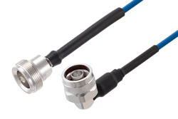 PE3C8290 - 4.1/9.5 Mini DIN Female to N Male Right Angle Low PIM Cable Using TFT-5G-402 Coax Using Times Microwave Components
