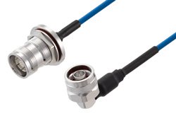 PE3C8310 - 4.3-10 Female Bulkhead to N Male Right Angle Low PIM Cable Using TFT-5G-402 Coax Using Times Microwave Components