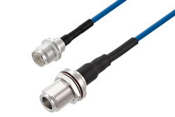 PE3C8388 - 2.2-5 Female to N Female Bulkhead Low PIM Cable Using TFT-402 Coax Using Times Microwave Components