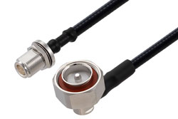 PE3C8489 - 7/16 DIN Male Right Angle to N Female Bulkhead Cable Using SPF-250 Coax