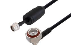 PE3C8504/WP - Waterproof IP68 7/16 DIN Male (Plug) Right Angle to N Male (Plug) Low Loss Cable Using SPO-250 Coax with Times Microwave Components
