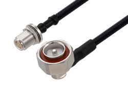 PE3C8506 - 7/16 DIN Male Right Angle to N Female Bulkhead Cable Using SPO-250 Coax