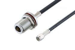 PE3C8937 - N Female Bulkhead to SMA Male Low Loss Cable Using LMR-195-UF Coax