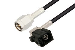 PE3C8984 - Black FAKRA Jack Right Angle to SMA Male Cable Using RG174 Coax