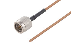 PE3C8987/HS - 75 Ohm TNC Male to Straight Cut Lead Cable Using 75 Ohm RG179 Coax with HeatShrink