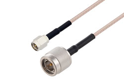 PE3C9006/HS - 50 Ohm SMA Male to 75 Ohm TNC Male Cable Using 75 Ohm RG179 Coax with HeatShrink