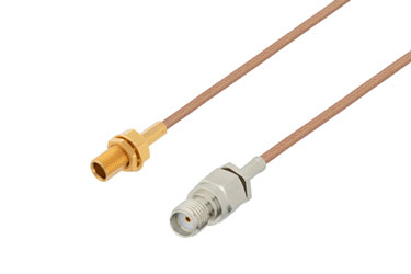 PE3C9323 - Reverse Polarity MCX Female Bulkhead to SMA Female Cable Using RG178 Coax