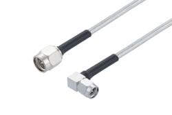 PE3C9470 - SMA Male to SMA Male Right Angle Low PIM Cable Using PE-SR402AL Coax