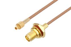 PE3C9553 - MMCX Plug to Reverse Polarity SMA Jack Bulkhead Cable Using RG178 Coax
