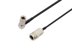 PE3C9606/HS - 1.0/2.3 Plug Right Angle to N Female Low Loss Cable Using LMR-100 Coax with HeatShrink