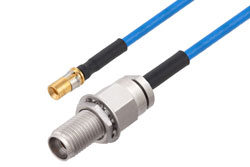 PE3C9751 - Mini SMP Male to 2.92mm Female Bulkhead Cable Using PE-P086HF Coax