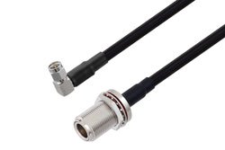 PE3C9833 - N Female Bulkhead to SMA Male Right Angle Low Loss Cable Using TCOM-240 Coax with Times Microwave Components